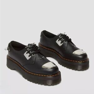 Doc Martens 1461 Bex Quad Pierced Black Leather Platform Shoes
